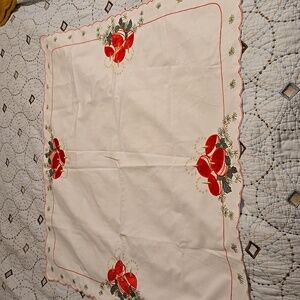 German Table Linen Red Candles 34 x 34 inches